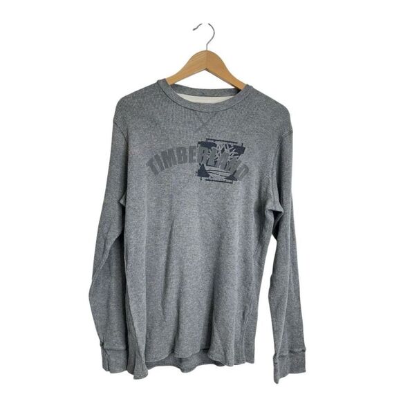 Timberland Long Sleeve Shirt Size Large Gray Crewneck Pullover - Picture 4 of 8